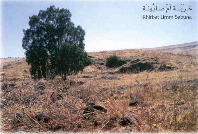 صورة لقرية خربة ام صابونة (عرب صقر) - فلسطين: : منظر لموقع القرية التي دمرها الصهاينة وطهروا عرقياً سكانها. أطلال القرية المدمرة واضحة