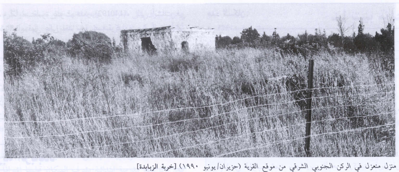 صورة لقرية خربة الزبابدة - فلسطين: : احدى بيوت القرية الموجودة في الجهة الجنوبية الشرقية من موقع القرية المدمرة. 1990