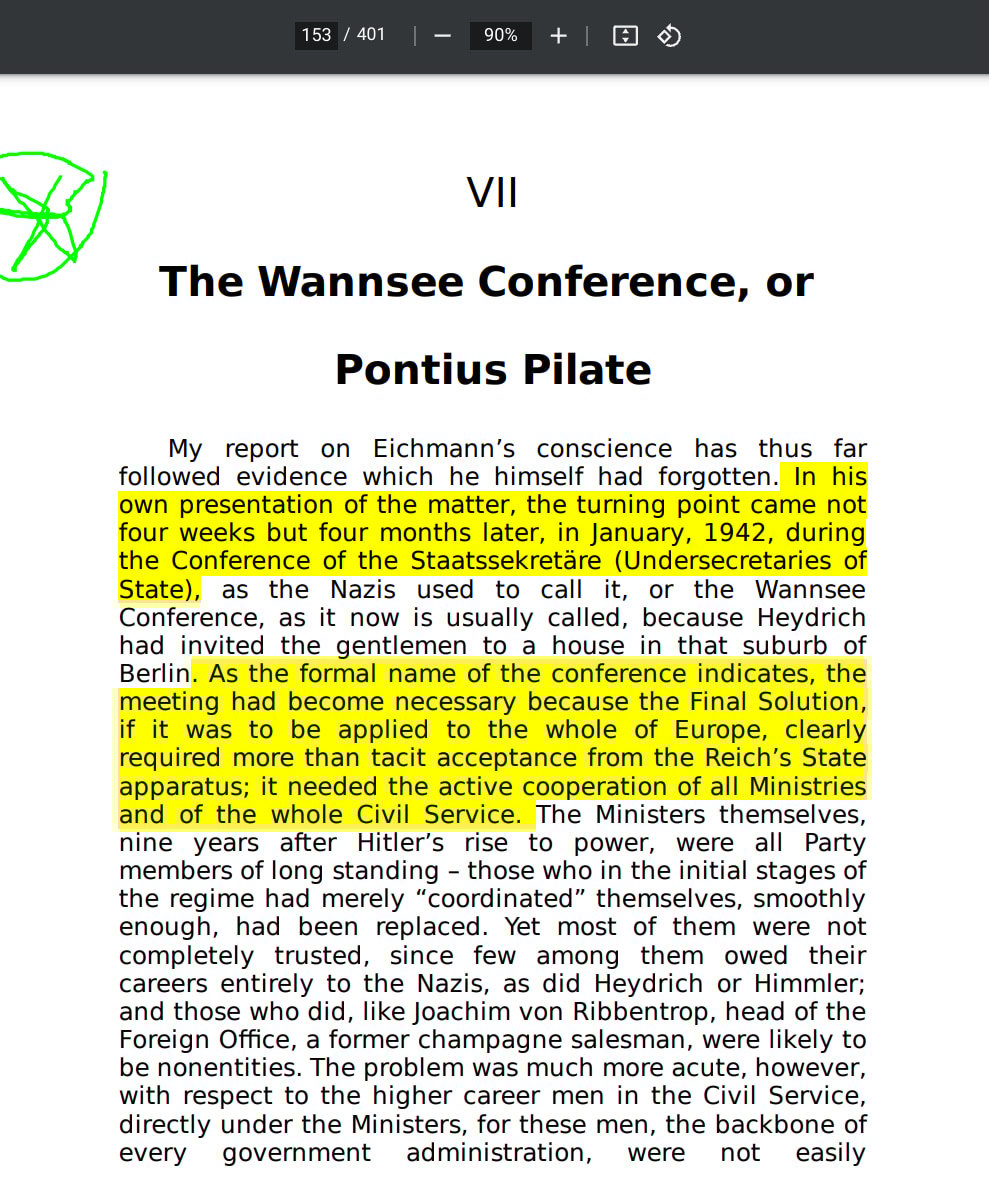 Eichmann in Jerusalem, A Report On The Banality Of Evil by Hannah Arendt page 153