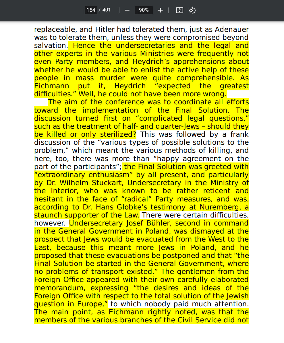 Eichmann in Jerusalem, A Report On The Banality Of Evil by Hannah Arendt page 154