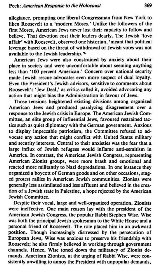 The_Campaign for an American Response To The Nazi Holocaust 1943 - 1945 By Sarah E. Peck page 369