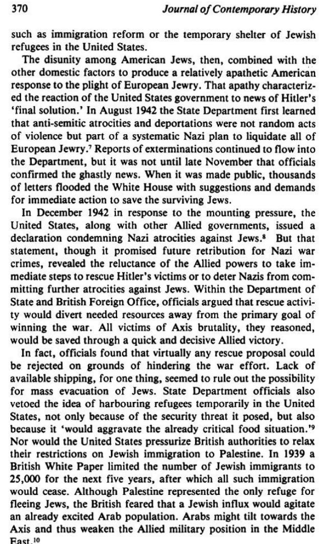 The_Campaign for an American Response To The Nazi Holocaust 1943 - 1945 By Sarah E. Peck page 370