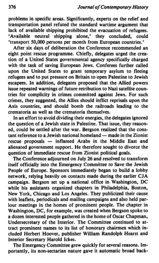 The_Campaign for an American Response To The Nazi Holocaust 1943 - 1945 By Sarah E. Peck page 376