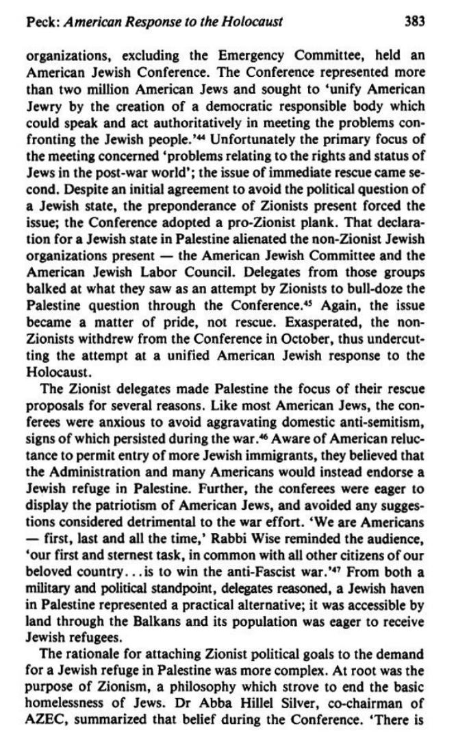 The_Campaign for an American Response To The Nazi Holocaust 1943 - 1945 By Sarah E. Peck page 383