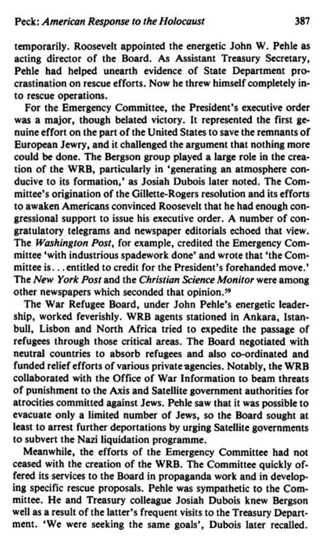 The_Campaign for an American Response To The Nazi Holocaust 1943 - 1945 By Sarah E. Peck page 387