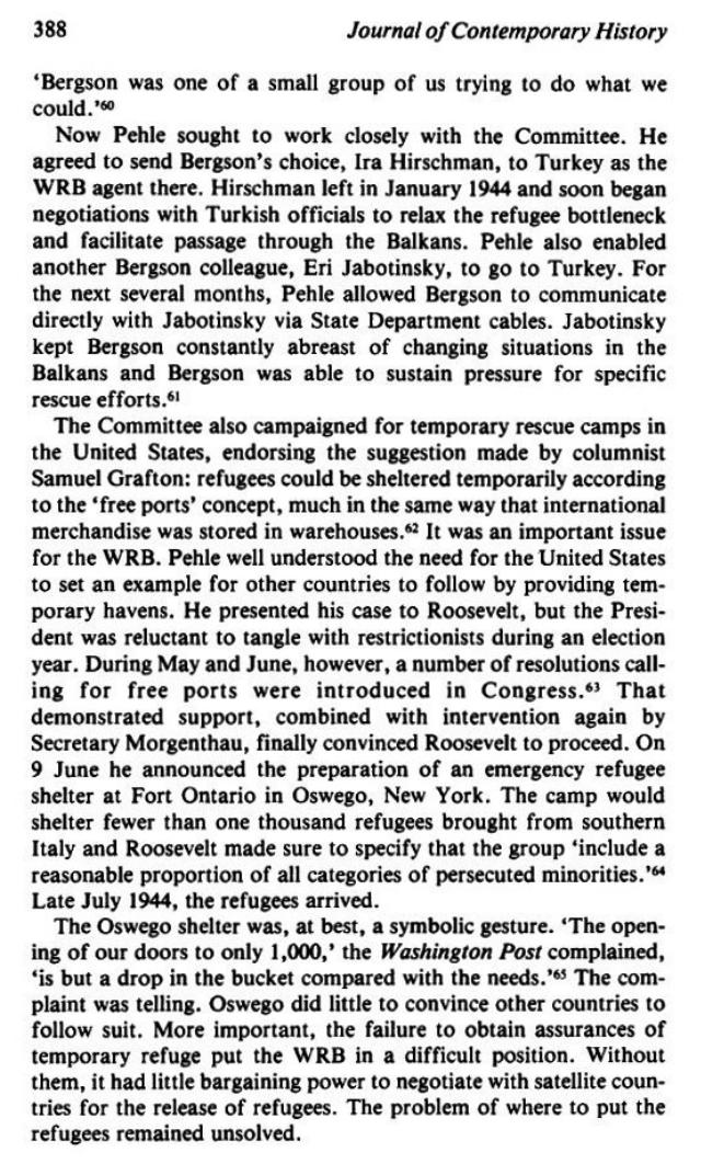 The_Campaign for an American Response To The Nazi Holocaust 1943 - 1945 By Sarah E. Peck page 388