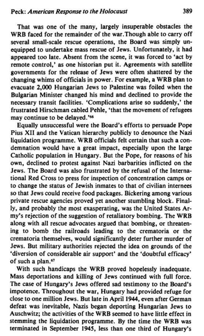 The_Campaign for an American Response To The Nazi Holocaust 1943 - 1945 By Sarah E. Peck page 389