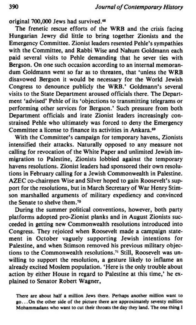 The_Campaign for an American Response To The Nazi Holocaust 1943 - 1945 By Sarah E. Peck page 390