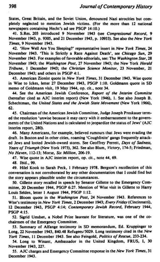 The_Campaign for an American Response To The Nazi Holocaust 1943 - 1945 By Sarah E. Peck page 398